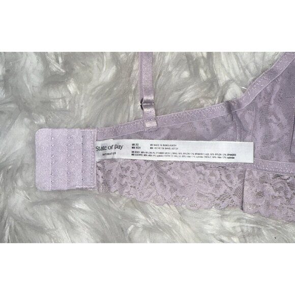 State of Day Womens Lace Bralette Bra Wire Free XS XSmall Purple New Nwt - Picture 6 of 6